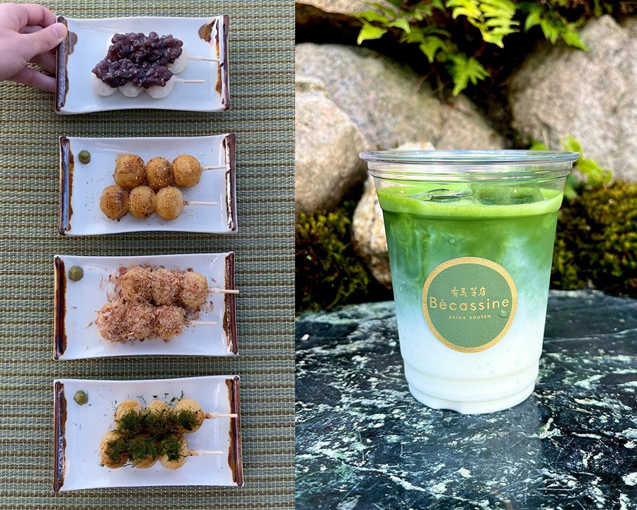 有馬茅店 Becassineの抹茶ドリンクととろけるみたらしだんご|有馬温泉の食べ歩きグルメ